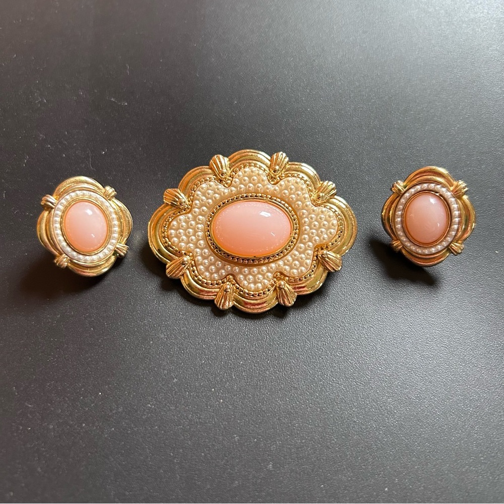 Vintage Victorian pearl brooch and earrings